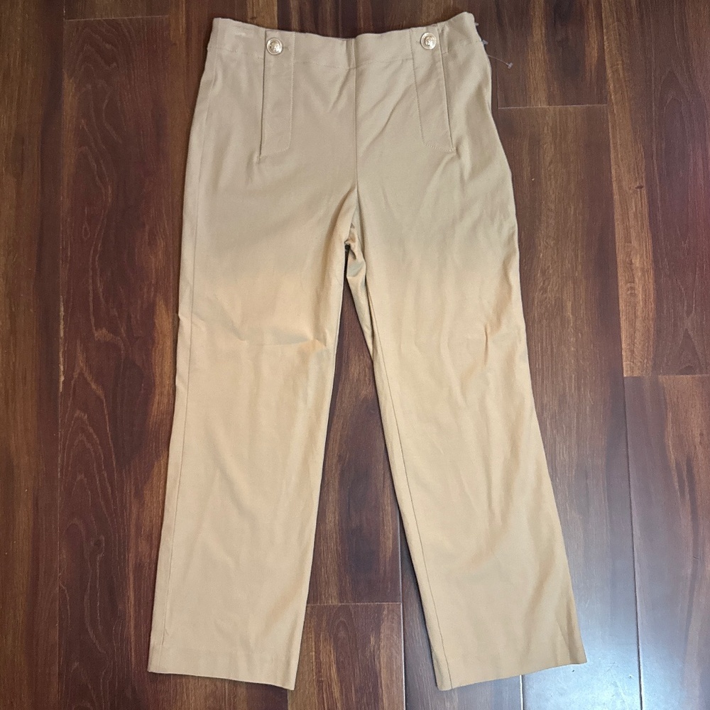 ANN TAYLOR Light Tan Button Front Trouser Pants Size 6